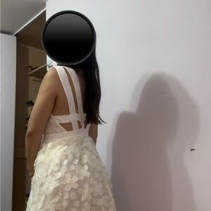 Anthropologie BHLDN Stevie Sleeveless V-Neck Floral Appliqué A-Line Midi Dress